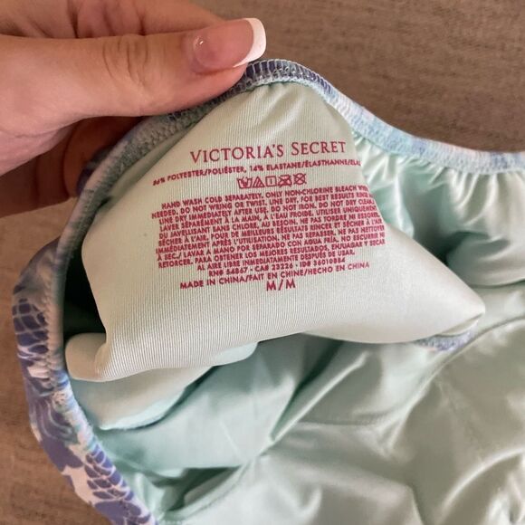 Victorias Secret Tropical Pineapple One Piece Swimsuit Sz Medium Blue - Picture 4 of 4